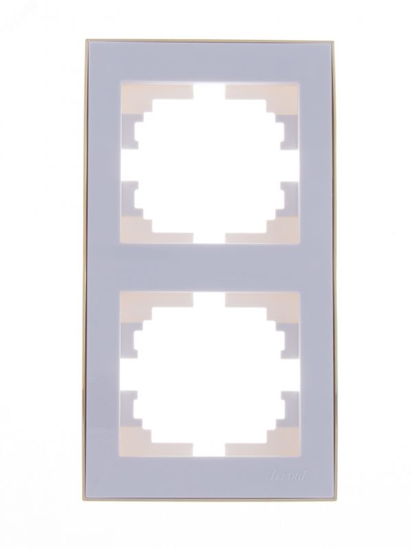 Рамка RAIN 2-ая вертикальная белая с боковой вставкой золото, 1 шт