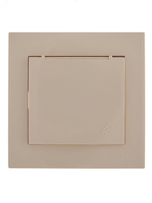 Розетка RAIN с/з с крышкой керамика крем