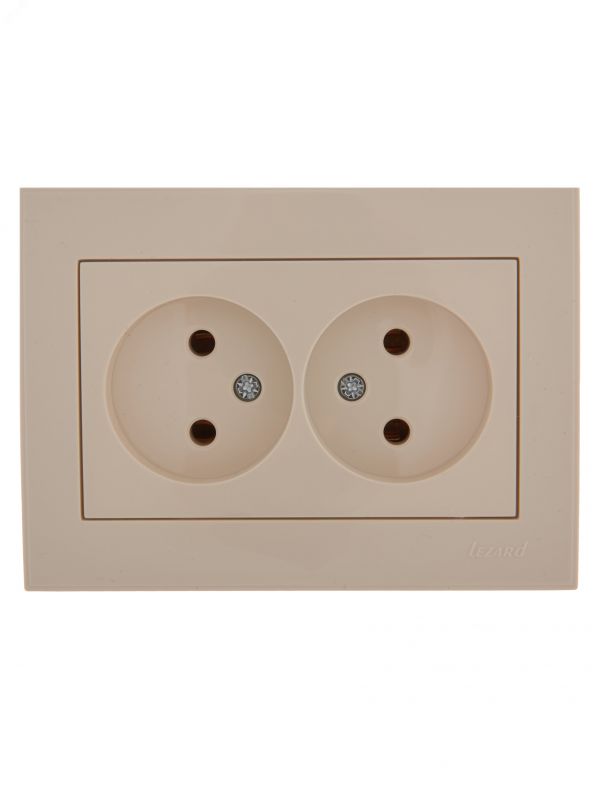 Розетка RAIN двойная без заземления керамика крем