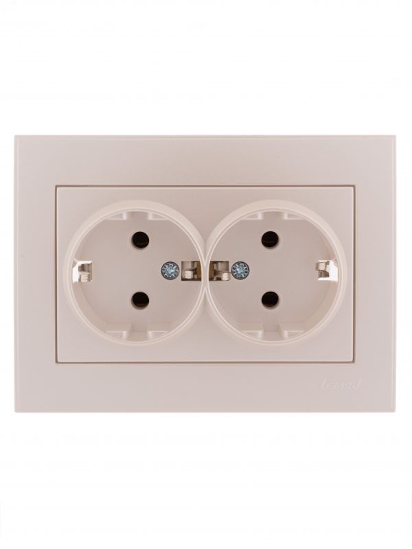 Розетка RAIN двойная с заземлением керамика жемчужно-белый перламутр