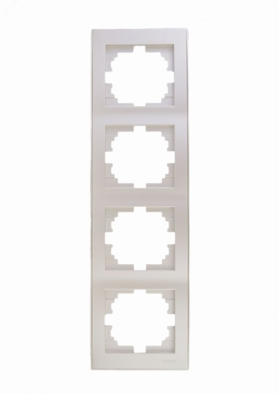 Рамка RAIN 4-ая вертикальная жемчужно-белый перламутр с боковой вставкой