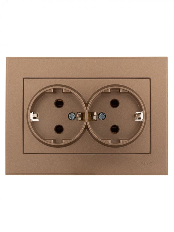 Розетка RAIN двойная с/з керамика бронза матовая