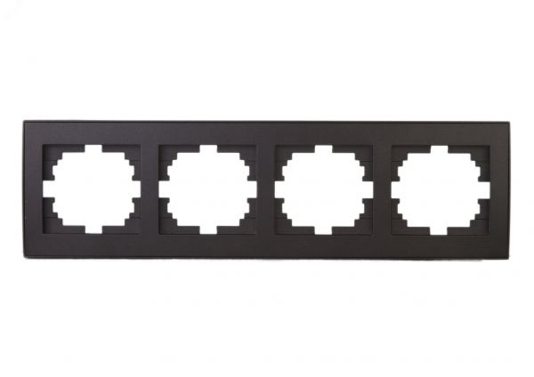 Рамка RAIN четверная горизонтальная черный графит матовый
