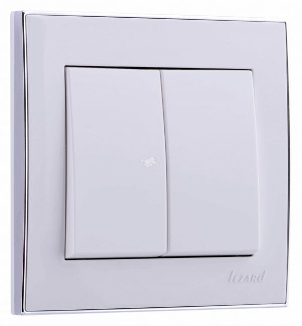 RAIN Выключатель 2-ой белый с боковой вставкой хром