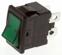 LRA32H2BBGEN, ZF Illuminated Double Pole Single Throw (DPST), On-None-Off Rocker Switch Panel Mount, Клавишный переключатель