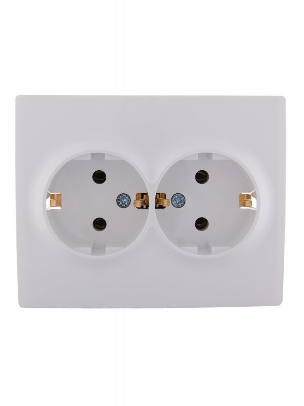 KARINA Розетка двойная с/з ПБТ белая (10шт/120шт)