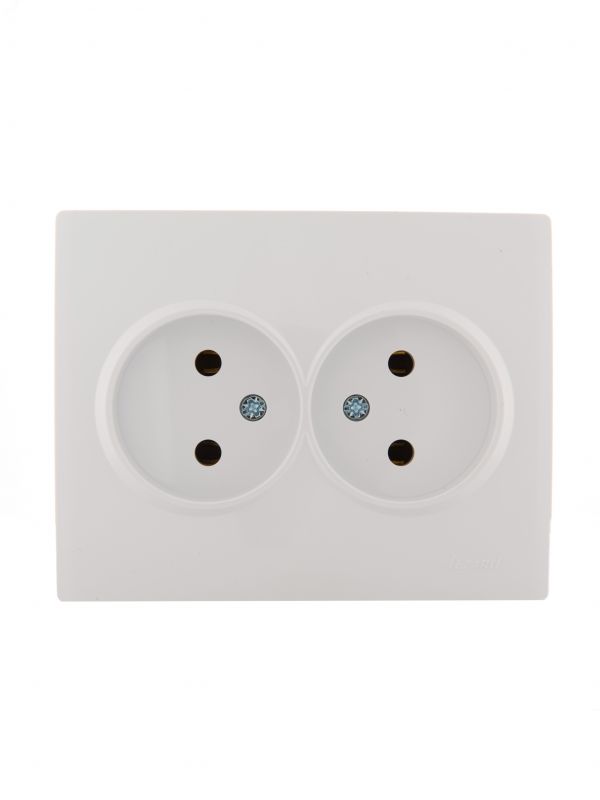 KARINA Розетка двойная б/з керамика белая (10шт/120шт)
