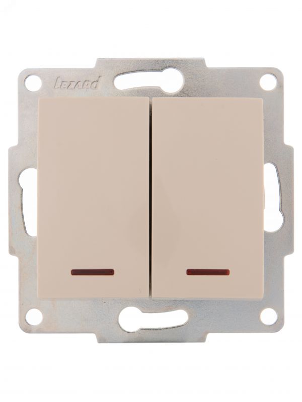 KARINA Выключатель двойной с подсветкой крем  (10шт/120шт)