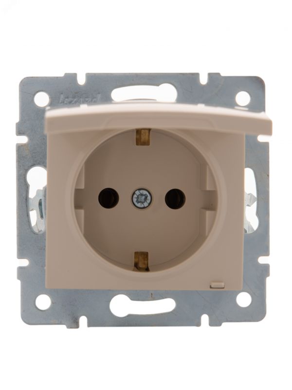 KARINA Розетка с/з с крышкой керамика крем (10шт/120шт)