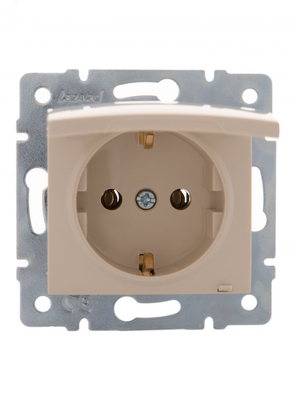 KARINA Розетка с/з с крышкой ПБТ крем (10шт/120шт)