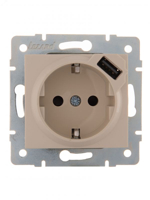 KARINA Розетка с/з + USB разъём крем (10шт/120шт)