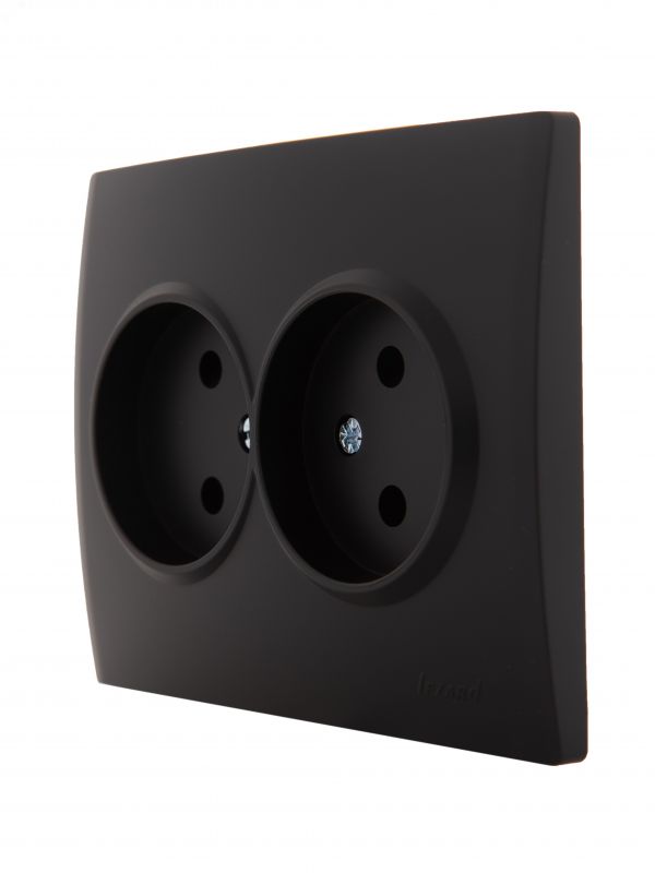 KARINA Розетка двойная б/з ПБТ чёрный бархат (10шт/120шт)