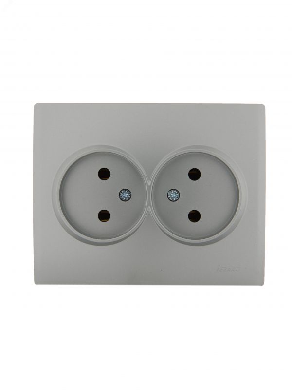 KARINA Розетка двойная б/з керамика матовое серебро (10шт/120шт)