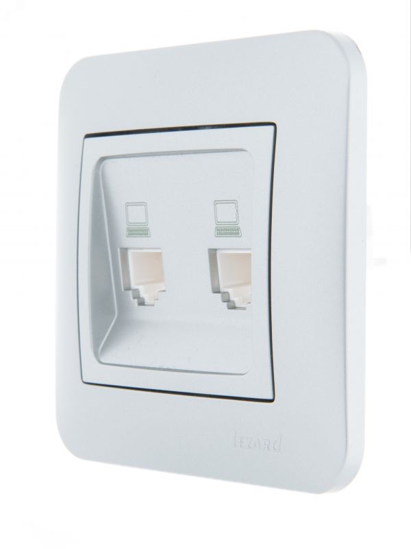 KARINA Розетка компьютер+телефон матовое серебро (10шт/120шт)