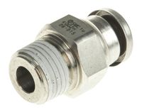 KQG2H06-01S, SMC Threaded-to-Tube Pneumatic Fitting R 1/8 to Push In 6 mm, KQG2 Series, 1 MPa, Прямой фитинг