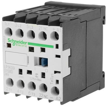 LP1K09015BD, Schneider Electric 3 Pole Contactor - 9 A, 24 V dc Coil, TeSys K, 3NO, Контактор
