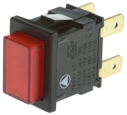 H8353ABNAAB, Arcolectric Double Pole Double Throw (DPDT) Latching Red LED Miniature Push Button Switch, IP65, 12.9 x 19.8mm, Panel, Кнопочный переключатель