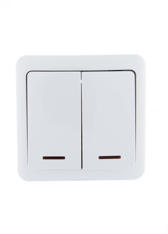 VIOLA Выключатель двойной с подсветкой белый (12шт/144шт)