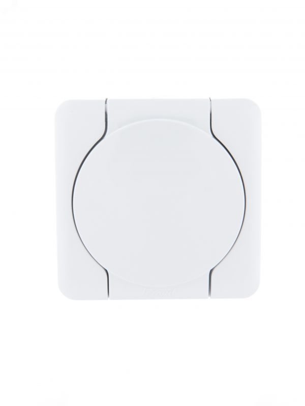 VIOLA Розетка с/з с крышкой керамика белый (12шт/144шт)