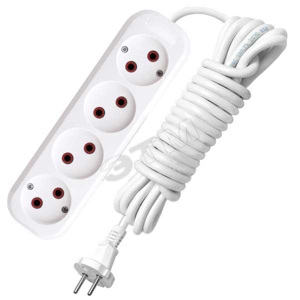 Удлинитель бытовой 4х5м без заземления 6А У6-766М