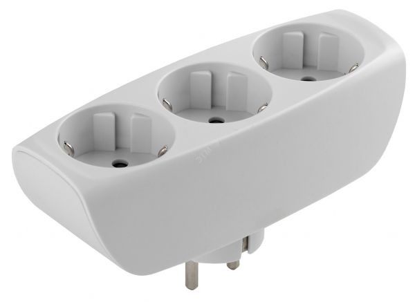 Тройник 3 гнезда, c заземл, со шторками белый 10/60/960 SP-3e-W