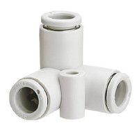 KQ2D04-00A, SMC Pneumatic Delta Union Tube-to-Tube Adapter, Connection A 4mm, B 4mm, C 4mm, Переходник