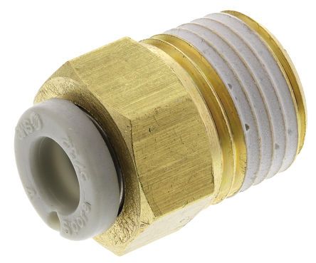 KQ2H04-01AS, SMC Threaded-to-Tube Pneumatic Fitting R 1/8 to Push In 4 mm, KQ2 Series, Переходник