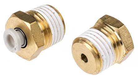 KQ2H04-02AS, SMC Threaded-to-Tube Pneumatic Fitting R 1/4 to Push In 4 mm, KQ2 Series, Переходник