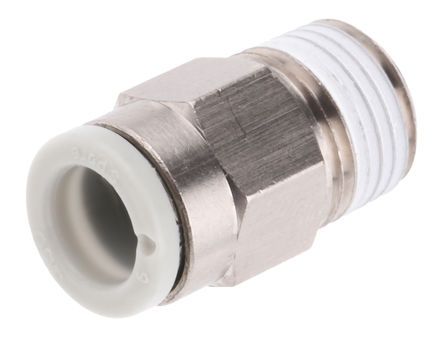 KQ2H06-01NS, SMC Threaded-to-Tube Pneumatic Fitting R 1/8 to Push In 6 mm, KQ2 Series, Переходник