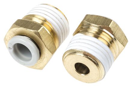 KQ2H06-02AS, SMC Threaded-to-Tube Pneumatic Fitting R 1/4 to Push In 6 mm, KQ2 Series, Переходник