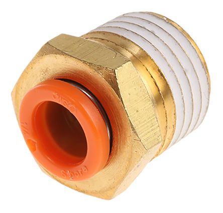 KQ2H07-35AS, SMC Threaded-to-Tube Pneumatic Fitting NPT 1/4 to Push In 1/4 in, KQ2 Series, Переходник