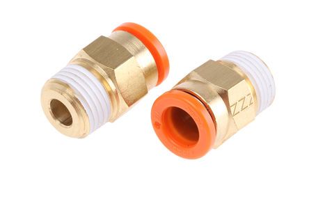 KQ2H07-34AS, SMC Threaded-to-Tube Pneumatic Fitting NPT 1/8 to Push In 1/4 in, KQ2 Series, Переходник
