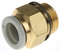 KQ2H08-U02A, SMC Threaded-to-Tube Pneumatic Fitting Uni 1/4 to Push In 1/8 in, KQ2 Series, Переходник