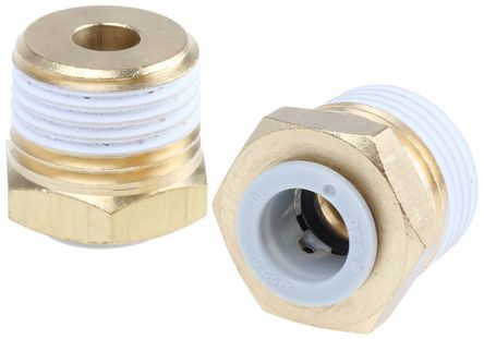KQ2H10-04AS, SMC Threaded-to-Tube Pneumatic Fitting R 1/2 to Push In 10 mm, KQ2 Series, Переходник