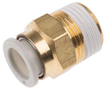 KQ2H10-03AS, SMC Threaded-to-Tube Pneumatic Fitting R 3/8 to Push In 10 mm, KQ2 Series, Переходник