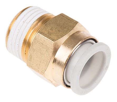 KQ2H12-03AS, SMC Threaded-to-Tube Pneumatic Fitting R 3/8 to Push In 12 mm, KQ2 Series, Переходник
