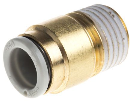 KQ2S08-02AS, SMC Threaded-to-Tube Pneumatic Fitting R 1/4 to Push In 8 mm, KQ2 Series, Переходник
