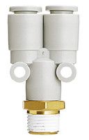 KQ2U06-U01A, SMC Threaded-to-Tube Pneumatic Y Threaded-to-Tube Adapter, Uni 1/8 Male x