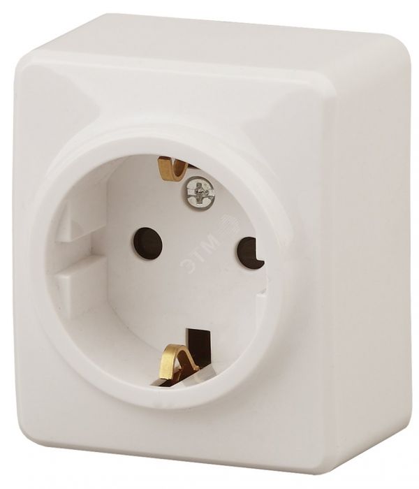 Розетка однофазная наружная (открытой установки) с заземлением без шторок слоновая кость 16А 250В IP20 винтовые клеммы 11-2203-02 Эра Эксперт