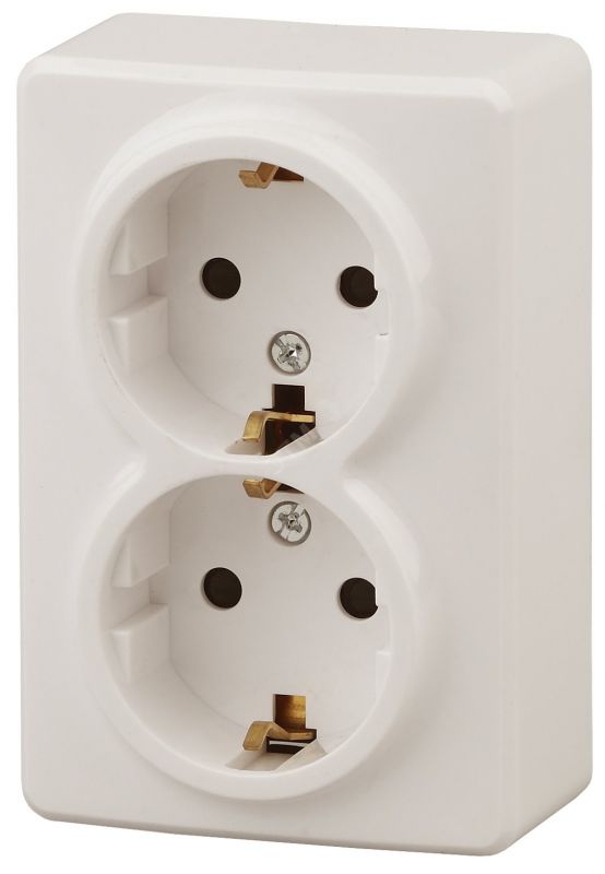 Розетка однофазная наружная (открытой установки) с заземлением без шторок слоновая кость 16А 250В IP20 винтовые клеммы 11-2205-02 Эра Эксперт