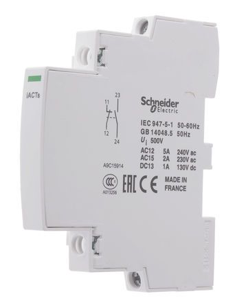 A9C15914, Schneider Electric 2 Pole Contactor Acti 9, NO/NC, Контактор