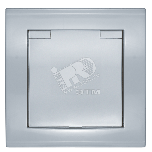 Розетка Бриллиант с заземлением с крышкой серебро