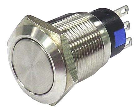 AV03-B22-M3-F, RS PRO Single Pole Double Throw (SPDT) Latching Push Button Switch, IP65, IP67, 19 (Dia.)mm, Panel Mount, 250V ac, Кнопочный переключатель