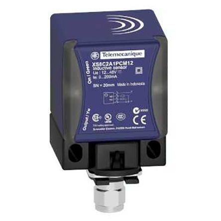 XS9C2A2A1M12, Telemecanique Sensors Inductive Sensor - Block, 0-10 V, Analogue Output, 25 mm Detection, IP65, IP67, IP69K, M12 - 4, Индуктивный датчик приближения