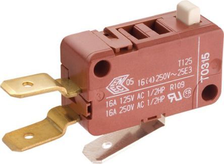 01085.0103-03, Marquardt SPDT Button Microswitch, 16 A @ 250 V ac, Микропереключатель