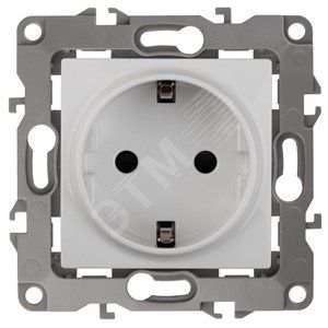 Розетка однофазная скрытого монтажа, в рамку с заземлением со шторками белый 16А 250В IP20 автоматические (безвинтовые) зажимы 12-2102-01 Эра 12