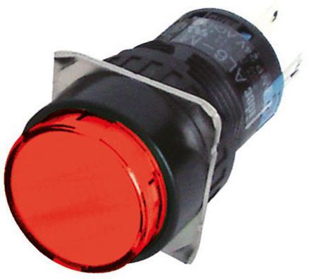 AL6M-M23P-R, Idec Double Pole Double Throw (DPDT) Momentary Red LED Push Button Switch, IP65, 16.2 (Dia.)mm, Panel Mount, 250V, Кнопочный переключатель