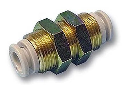 KQ2E06-00N, SMC Pneumatic Bulkhead Threaded-to-Tube Adapter, Push In 6 mm BSPPx6mm, Переходник
