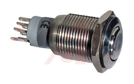 MP0045/1D2RD012, Bulgin Double Pole Double Throw (DPDT) Momentary Push Button Switch, IP66, IP68, Front Panel, Кнопочный переключатель