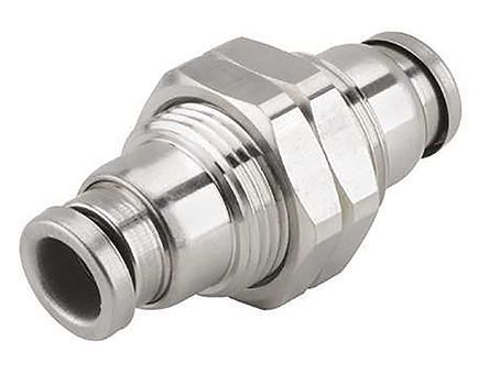 KQG2E07-00, SMC Pneumatic Bulkhead Tube-to-Tube Adapter Straight Push In 1/4 in to Push In 1/4 in, Переходник